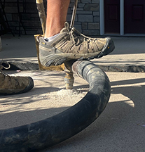 pumping into front porch concrete